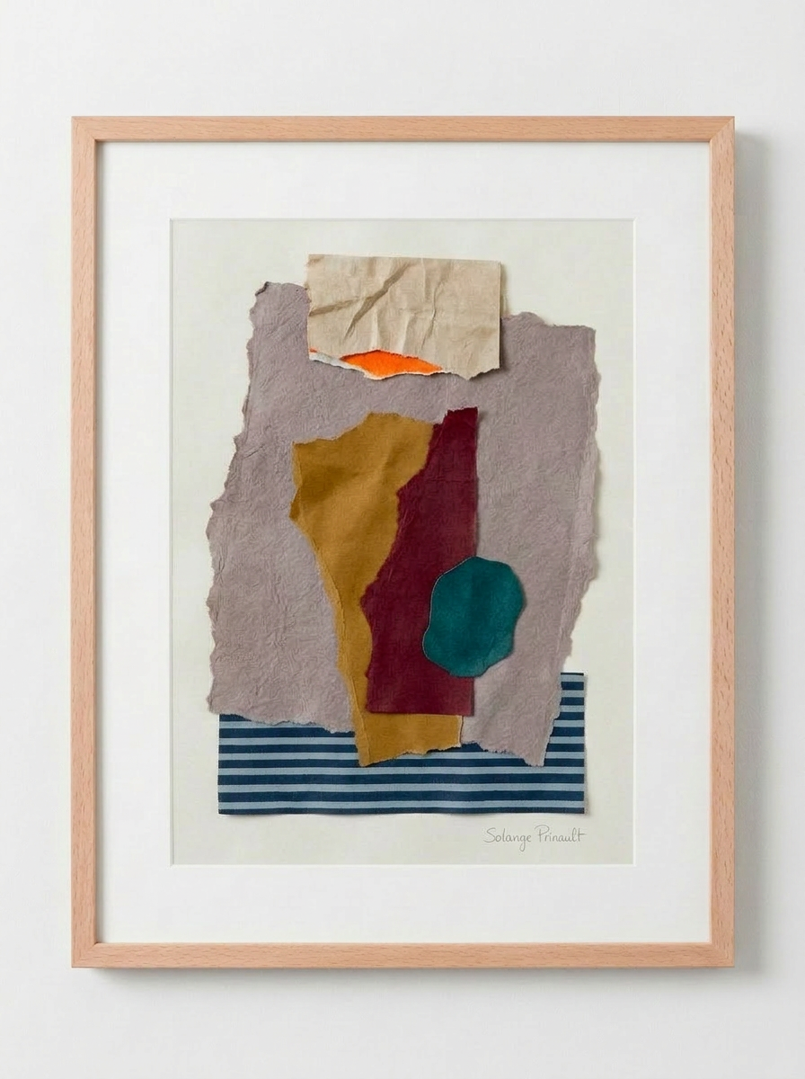 Strates — Solange Pinault — Technique mixte et collage sur papier, 100×80 cm