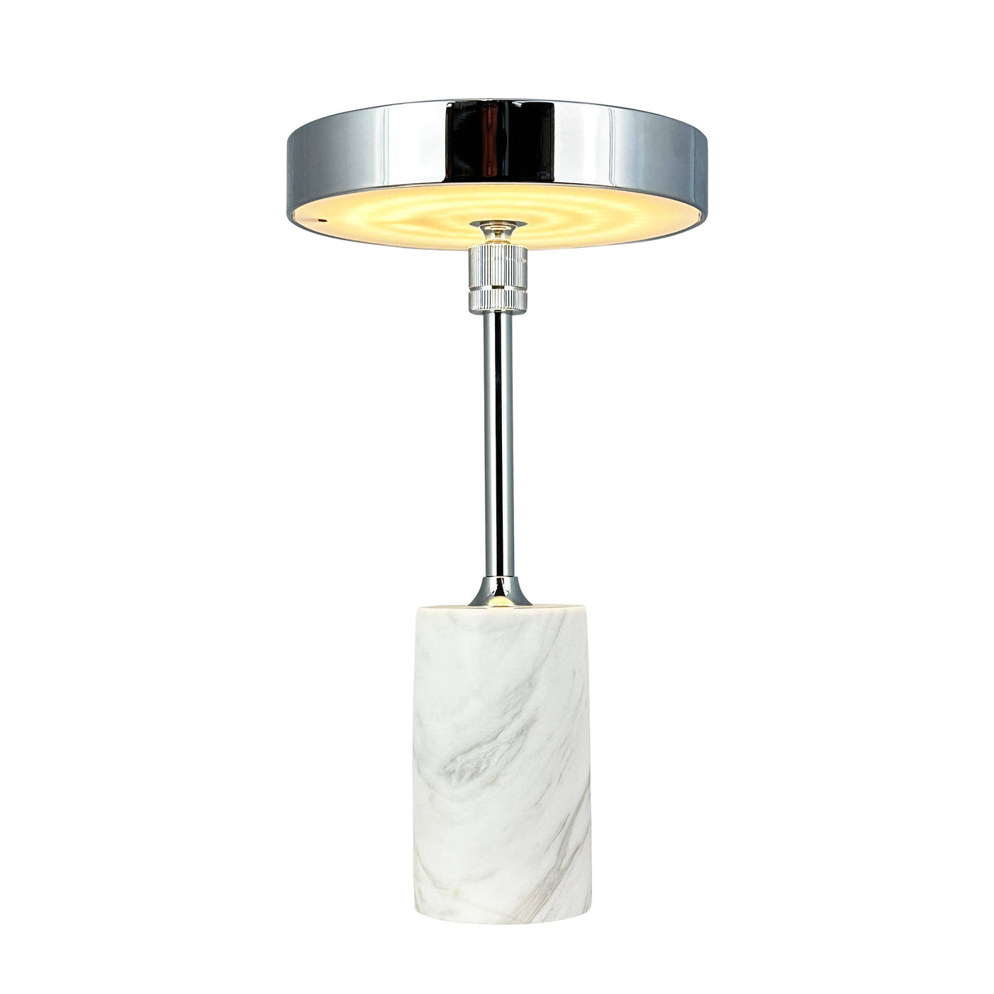 Lámpara de mesa recargable LED Starlight con base de mármol blanco y acabado cromado