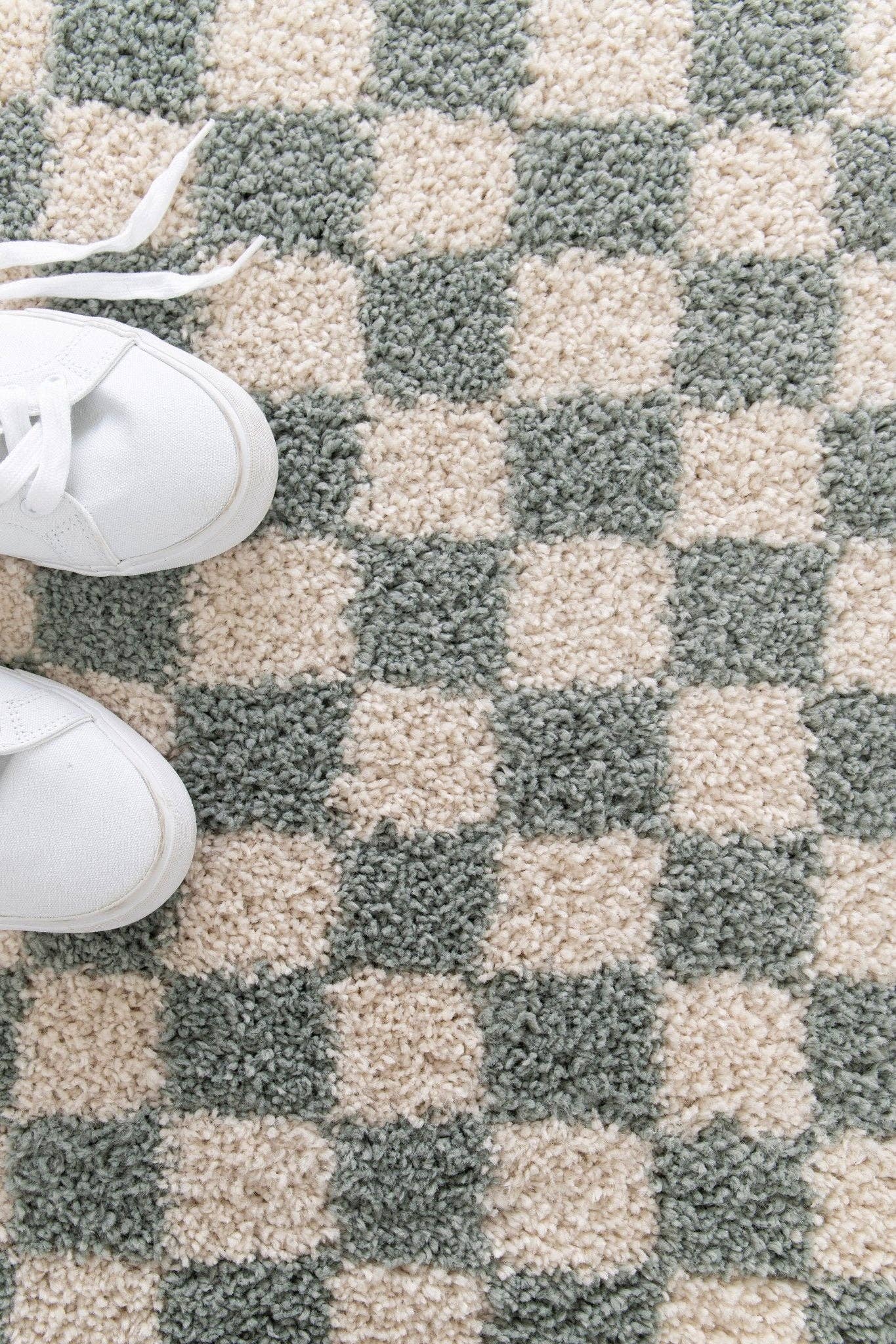 Alfombra de cuadros de pelo largo suave y voluminoso CHECKERS