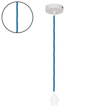 Suspensión Casquillo Blanco Cable Trenzado Azul