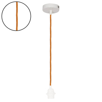 Suspensión Casquillo Blanco Cable Trenzado Naranja