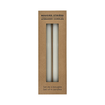 Set de 4 Velas Largas Estriadas Blancas