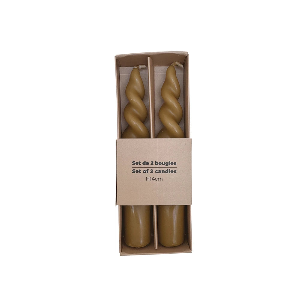 Set de 2 Velas Cortas Torsadées Kaki