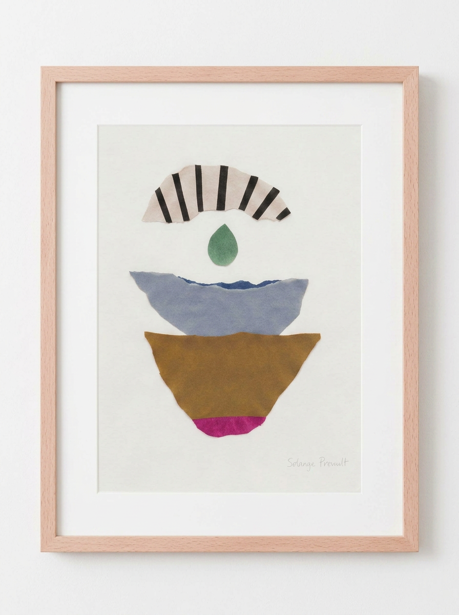 L'aplomb — Solange Pinault — Technique mixte et collage sur papier, 100×80 cm