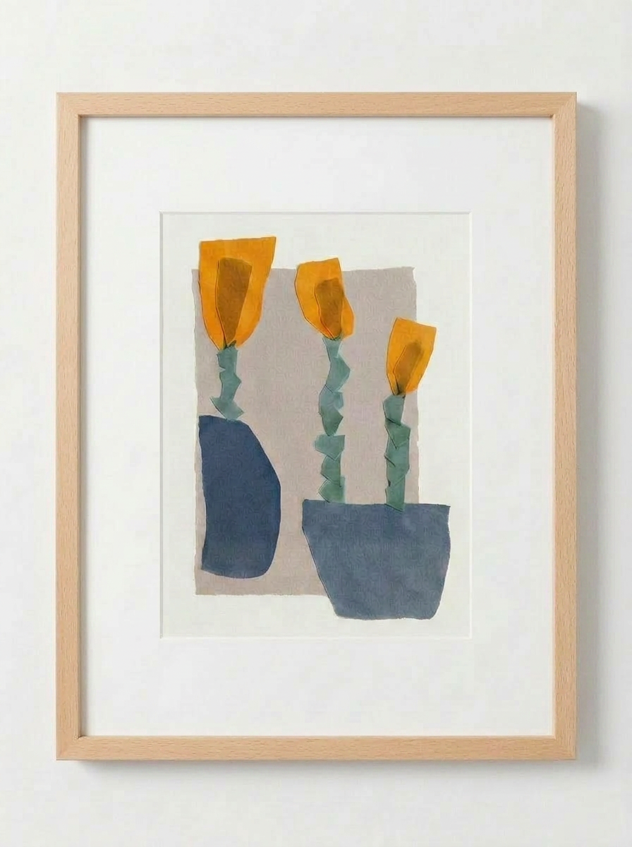 Trois amies — Solange Pinault — Technique mixte et collage sur papier, 100×80 cm