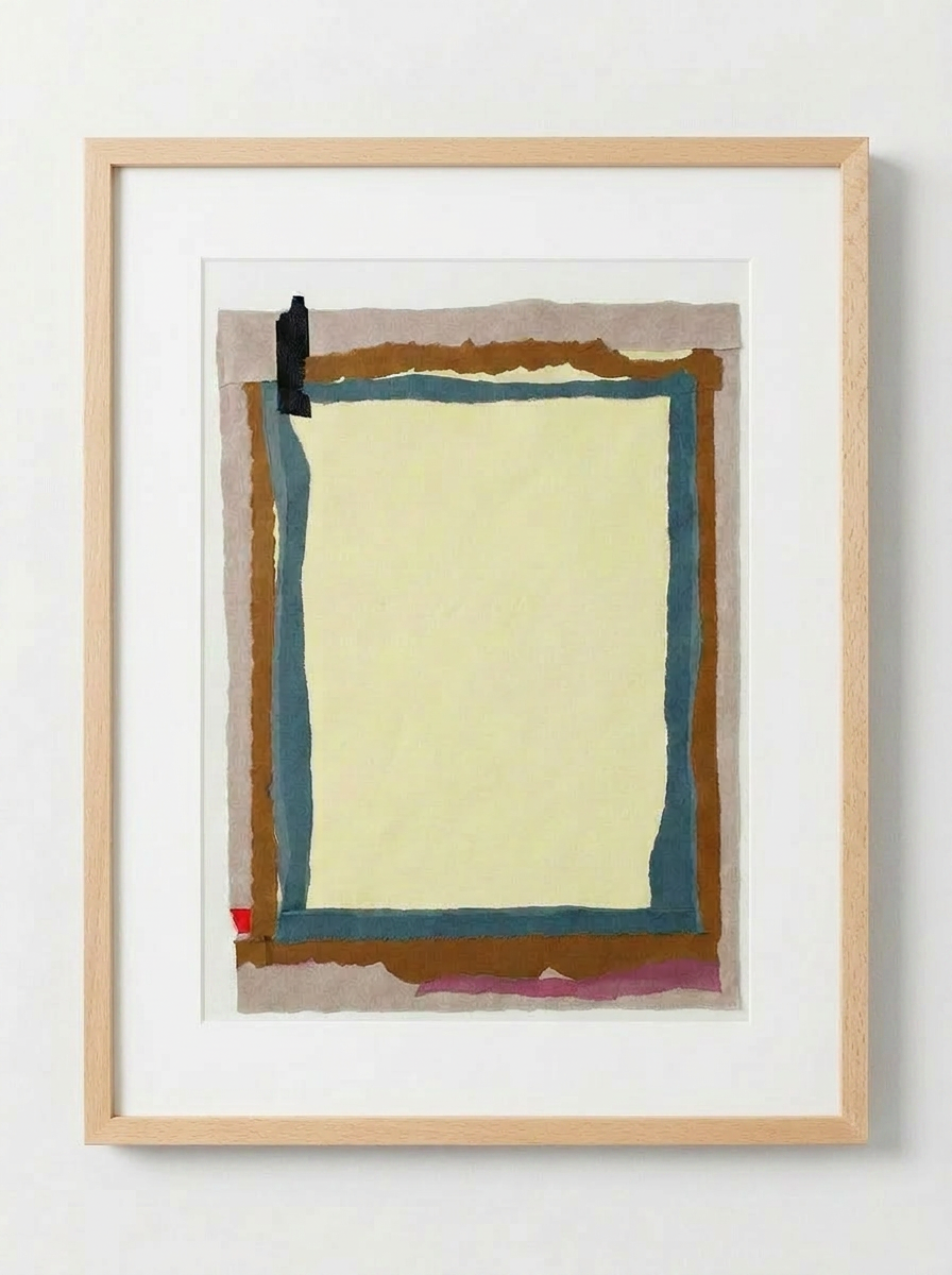 Le secret — Solange Pinault — Technique mixte et collage sur papier, 80×100 cm