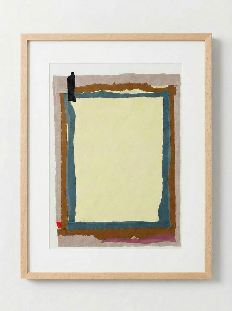 Le secret — Solange Pinault — Technique mixte et collage sur papier, 80×100 cm