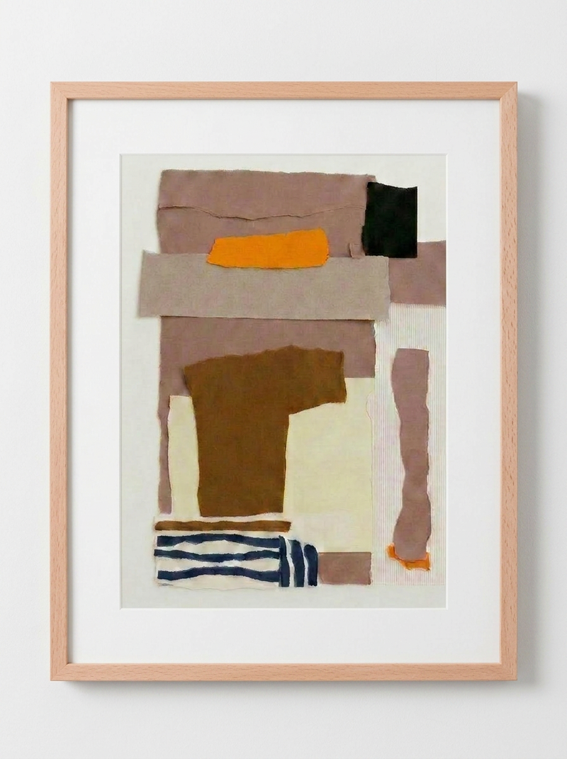 Le quartier endormi — Solange Pinault — Technique mixte et collage sur papier, 80×100 cm