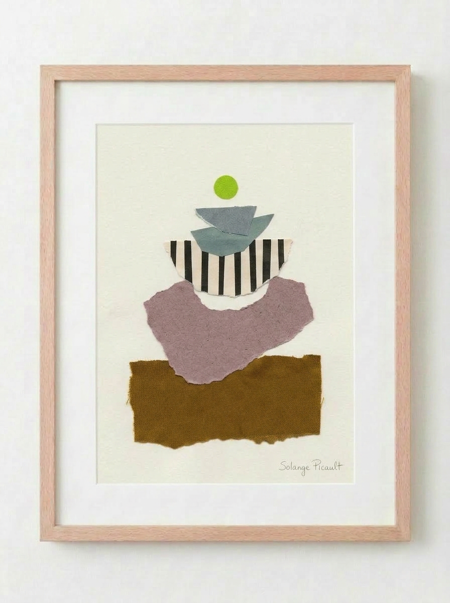Le pivot — Solange Pinault — Technique mixte et collage sur papier, 100×80 cm