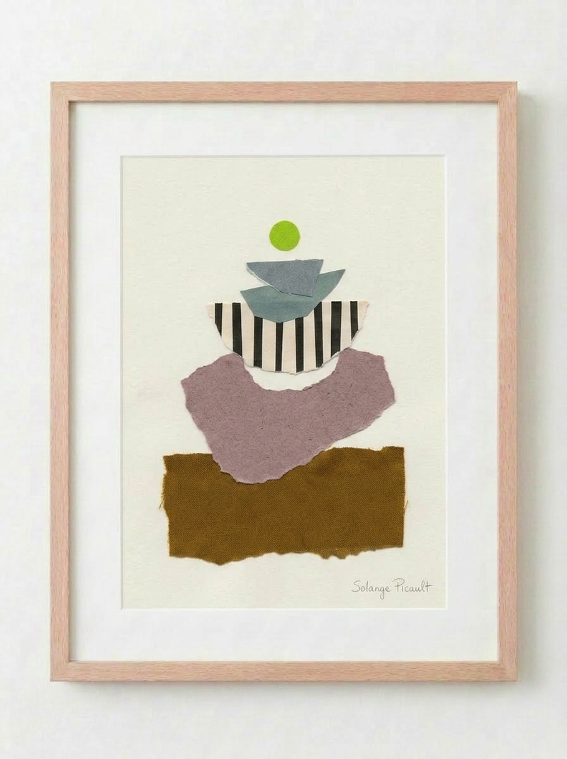 Le pivot — Solange Pinault — Technique mixte et collage sur papier, 100×80 cm