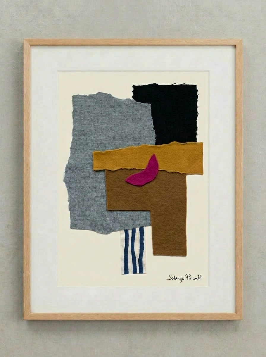 L'éclipse — Solange Pinault — Technique mixte et collage sur papier, 100×80 cm