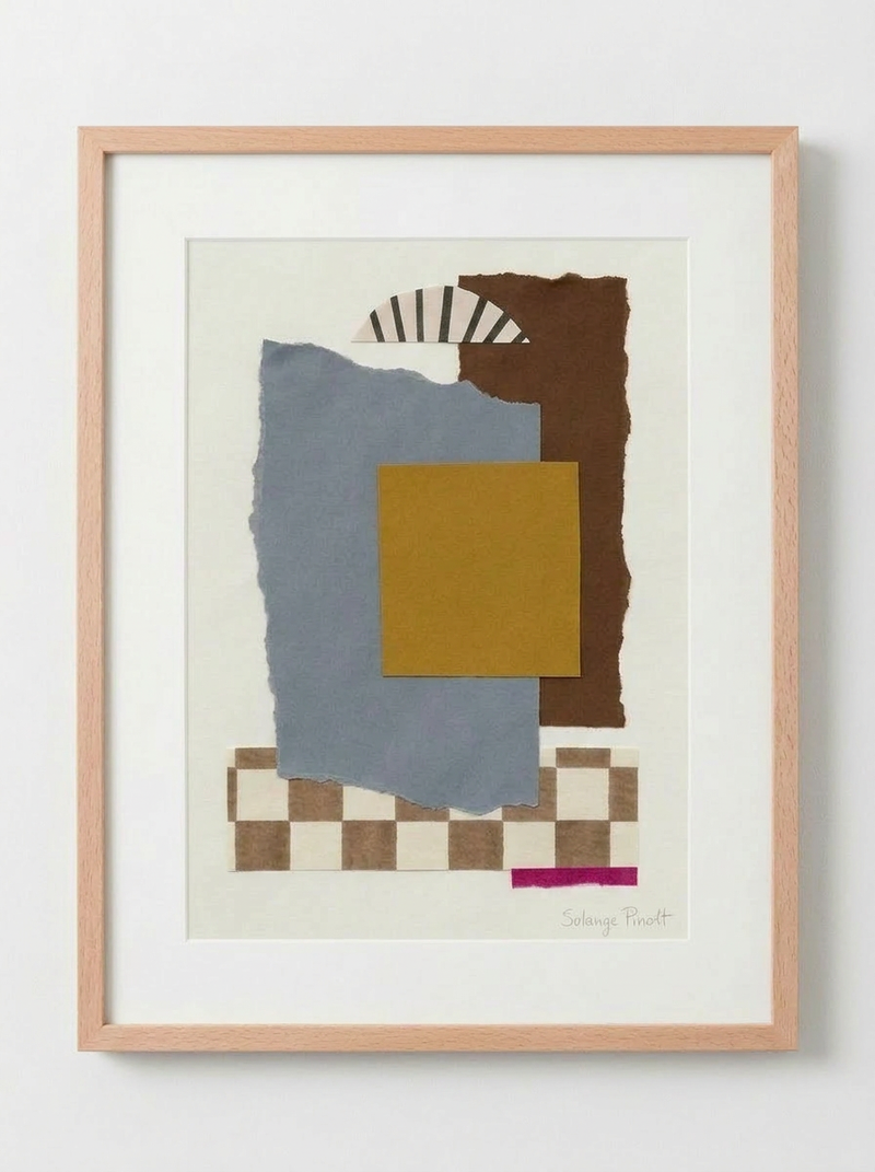 Le damier — Solange Pinault — Technique mixte et collage sur papier, 100×80 cm