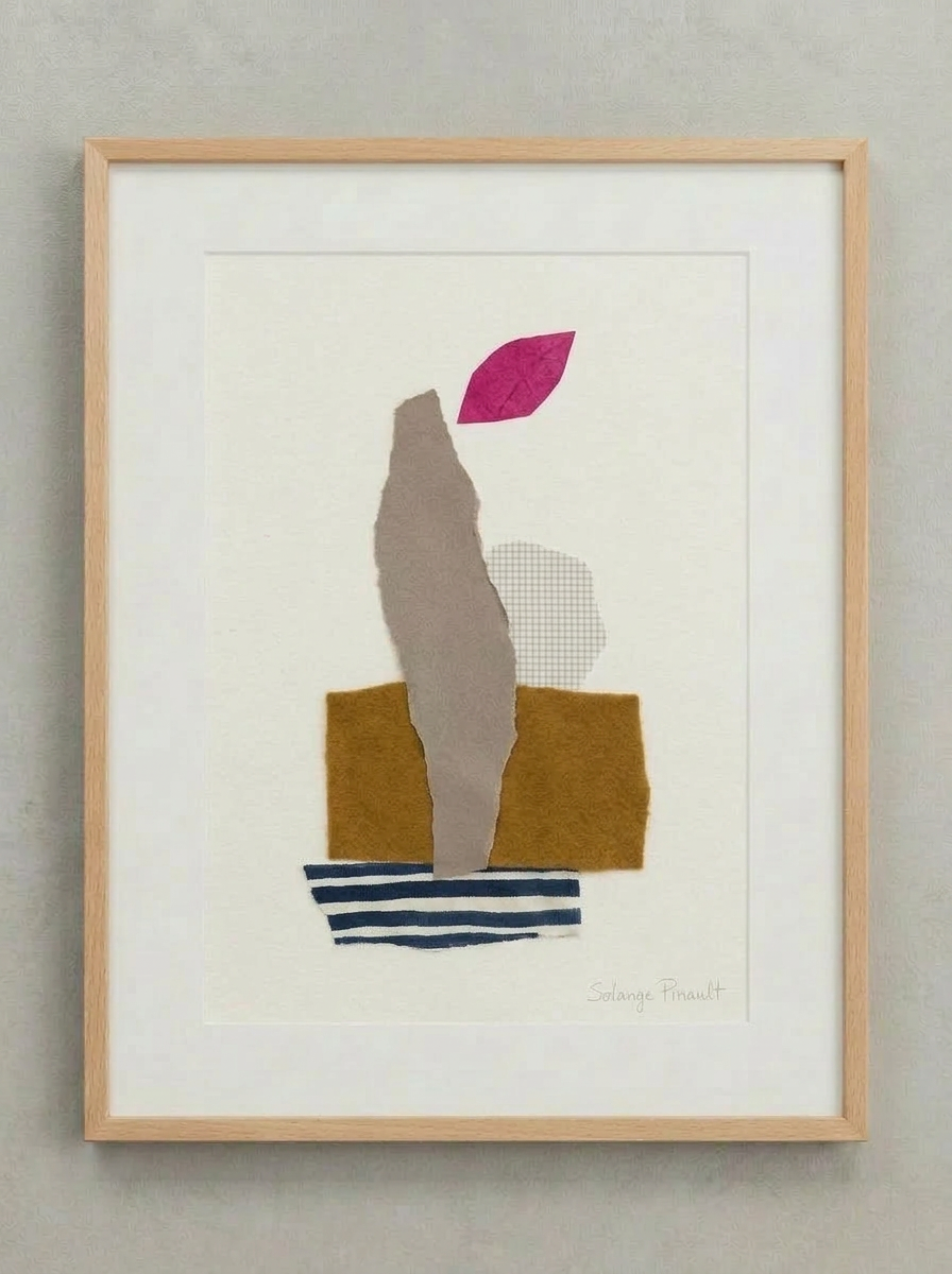 Le pétale — Solange Pinault — Technique mixte et collage sur papier, 100×80 cm