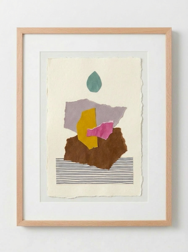 La goutte — Solange Pinault — Technique mixte et collage sur papier, 100×80 cm