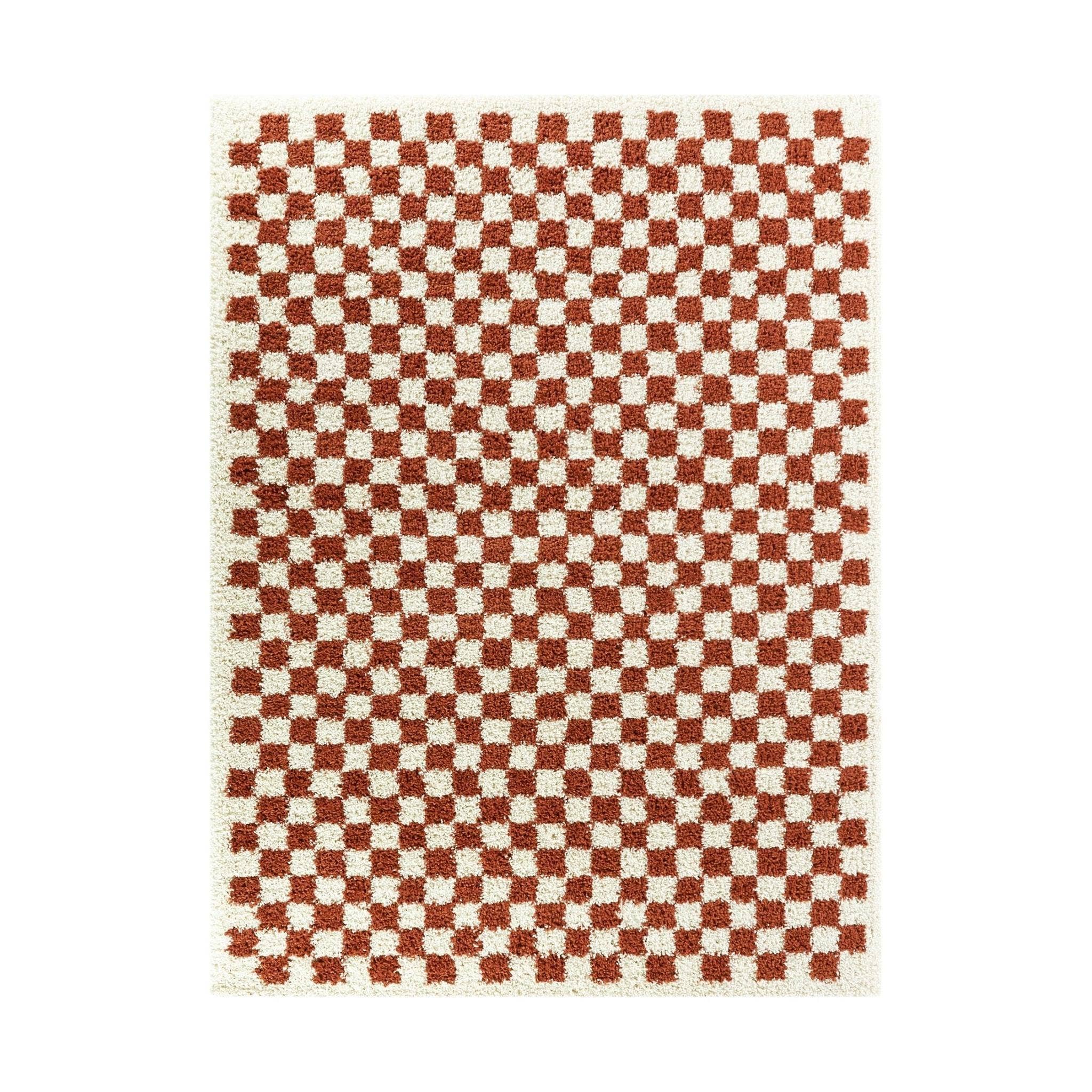 Alfombra de pelo alto suave y cómoda con diseño de cuadros CHECKERS en Tilda Deco