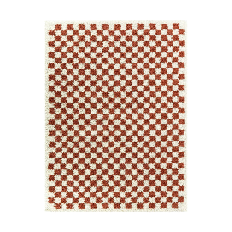 Alfombra de pelo alto suave y cómoda con diseño de cuadros CHECKERS
