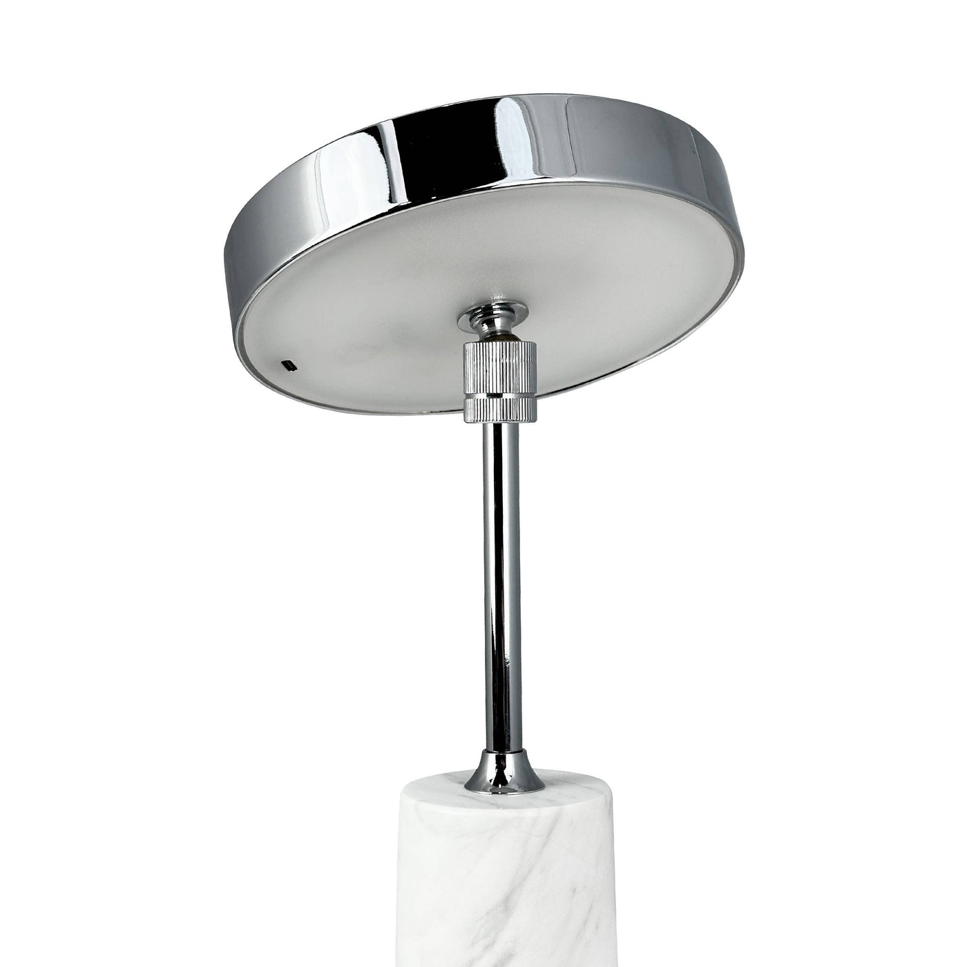 Lámpara de mesa recargable LED Starlight con base de mármol blanco y acabado cromado