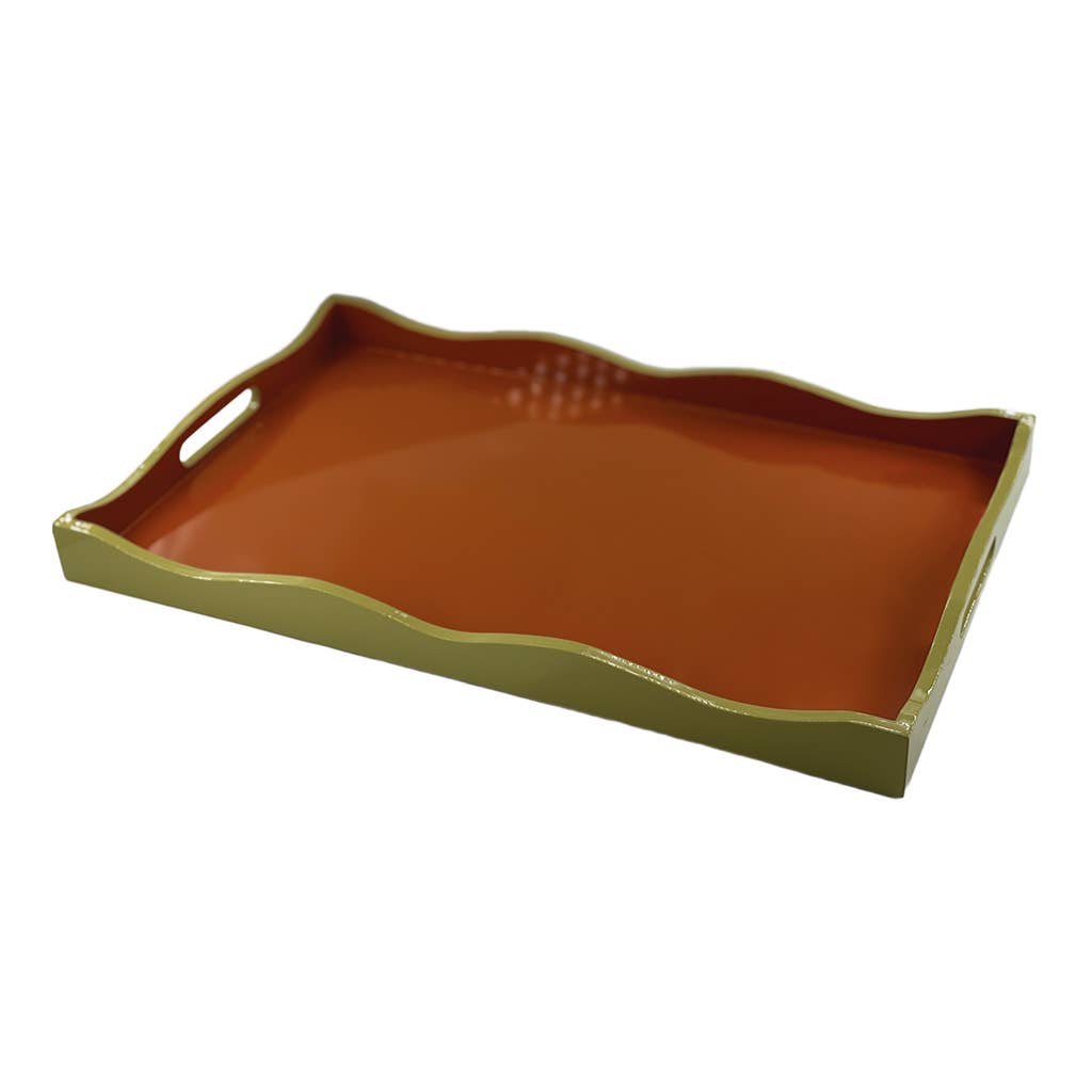 Bandeja rectangular ondulada ocra 52 x 32 x 4 cm