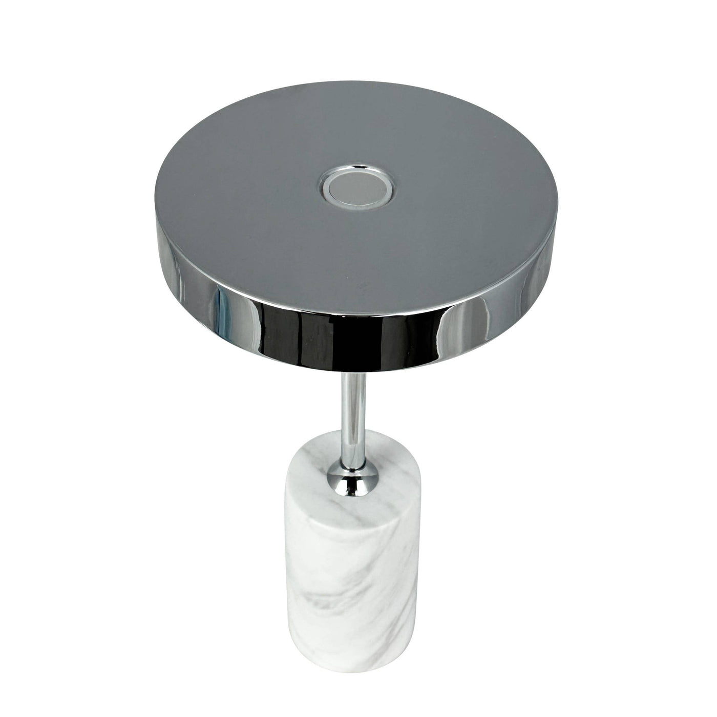 Lámpara de mesa recargable LED Starlight con base de mármol blanco y acabado cromado