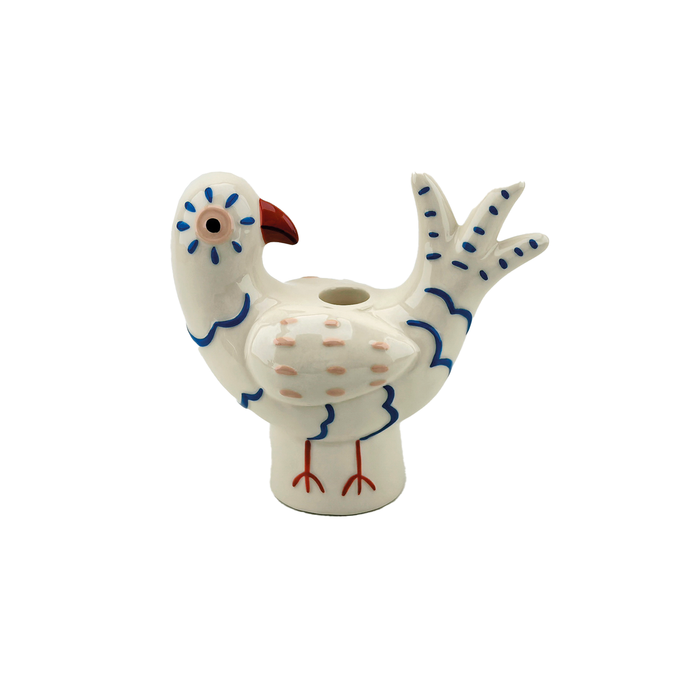 Candelero naíf pájaro azul L17 P8 H15,8cm