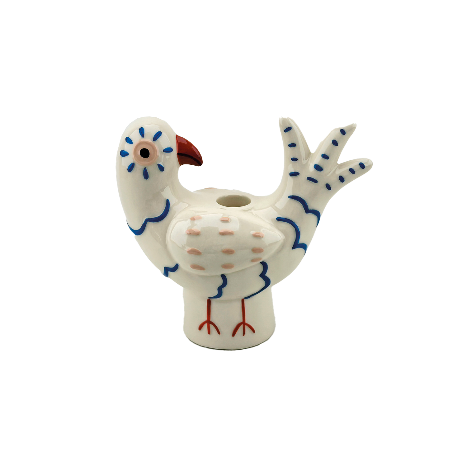 Candelero naíf pájaro azul L17 P8 H15,8cm en Tilda Deco