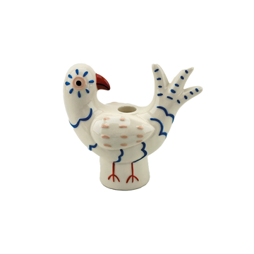 Candelero naíf pájaro azul L17 P8 H15,8cm en Tilda Deco