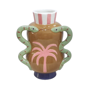 Jarrón palmera serpiente marrón L17,3 P12,5 H22cm en Tilda Deco