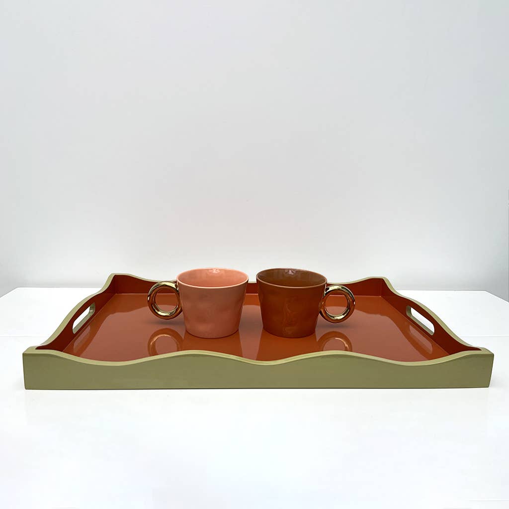 Bandeja rectangular ondulada ocra 52 x 32 x 4 cm