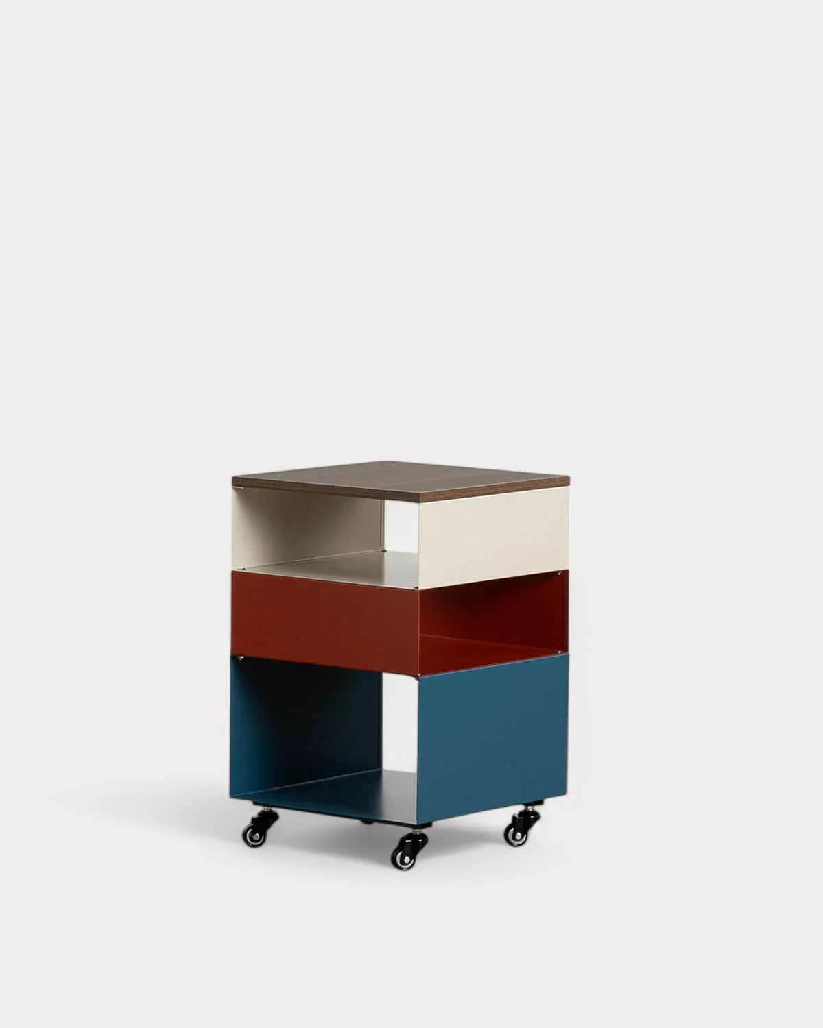 Mesa Auxiliar con Ruedas y Almacenaje de Metal 40x40 (Azul Oceanic)