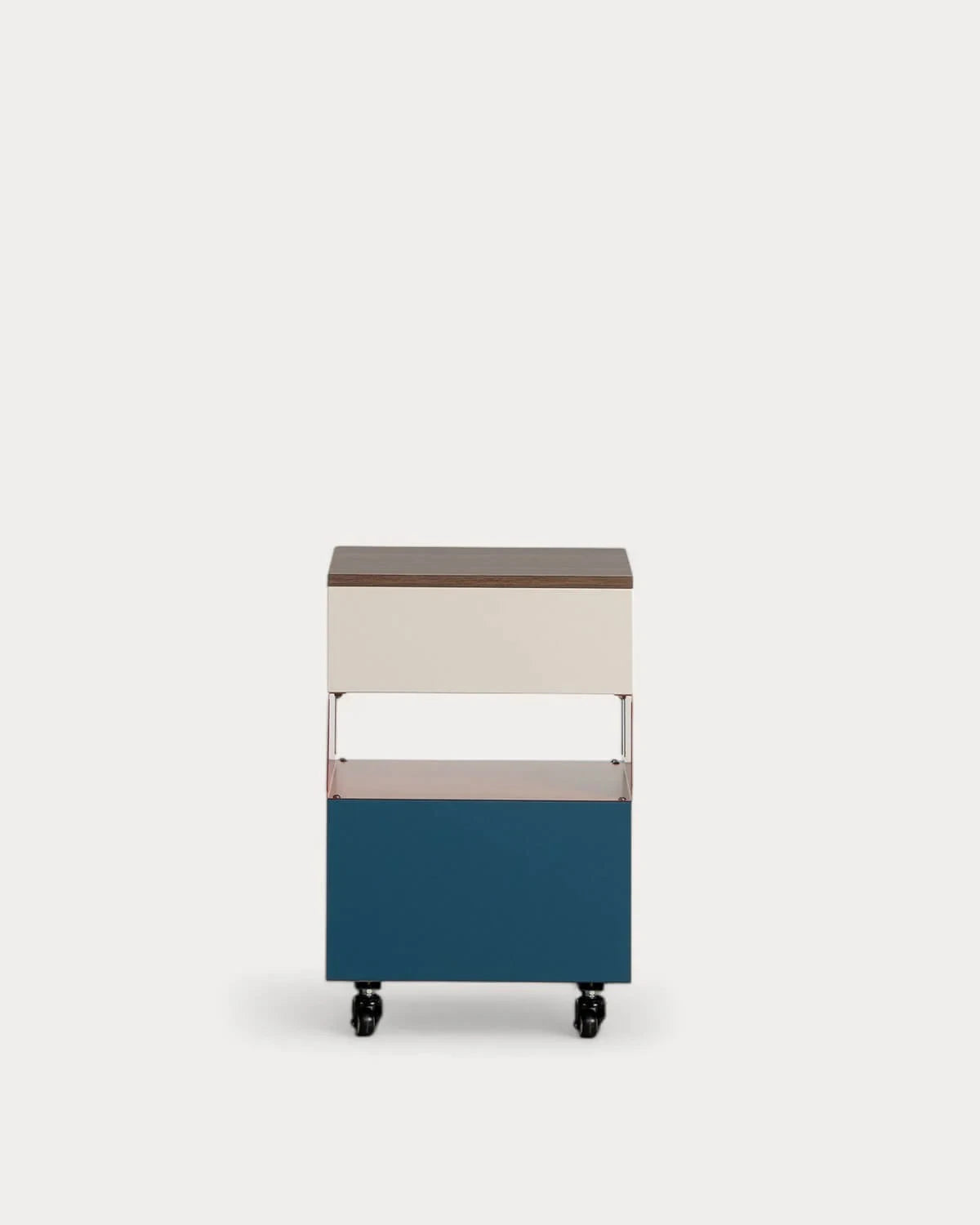 Mesa Auxiliar con Ruedas y Almacenaje de Metal 40x40 (Azul Oceanic)
