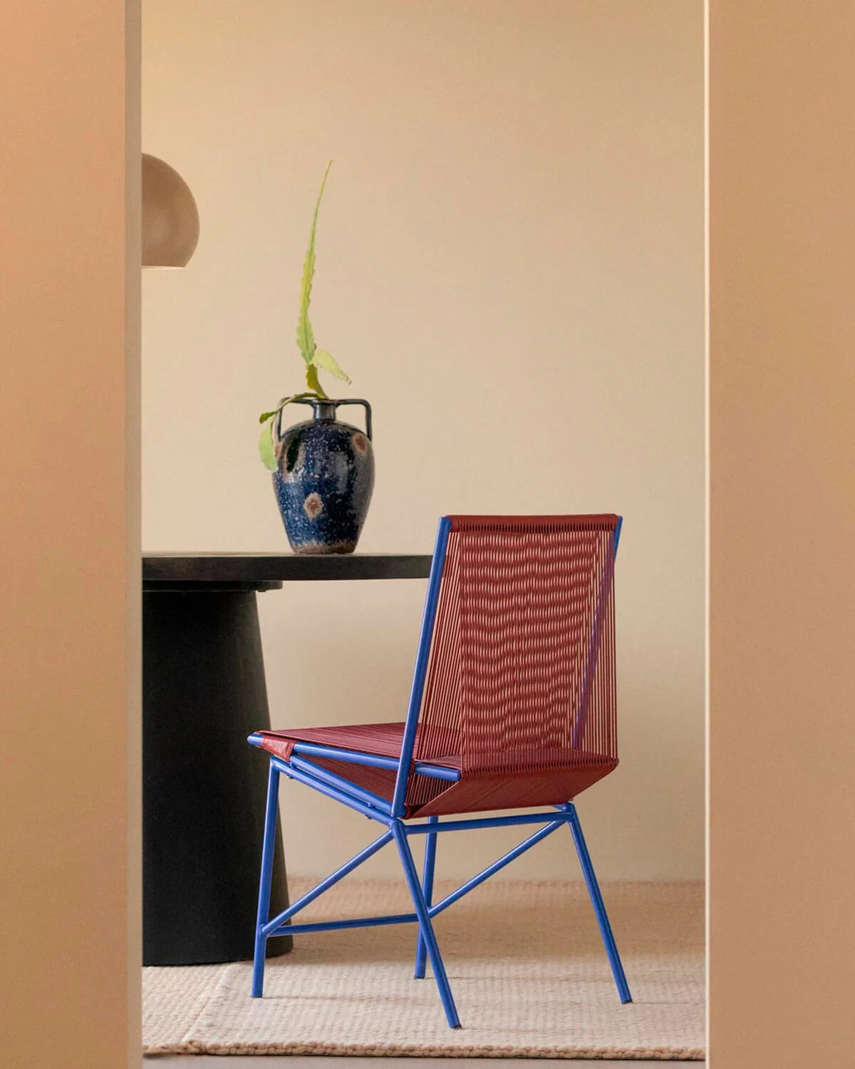 Silla de Comedor Ratán Sintético y Metal (Rojo Tinto)