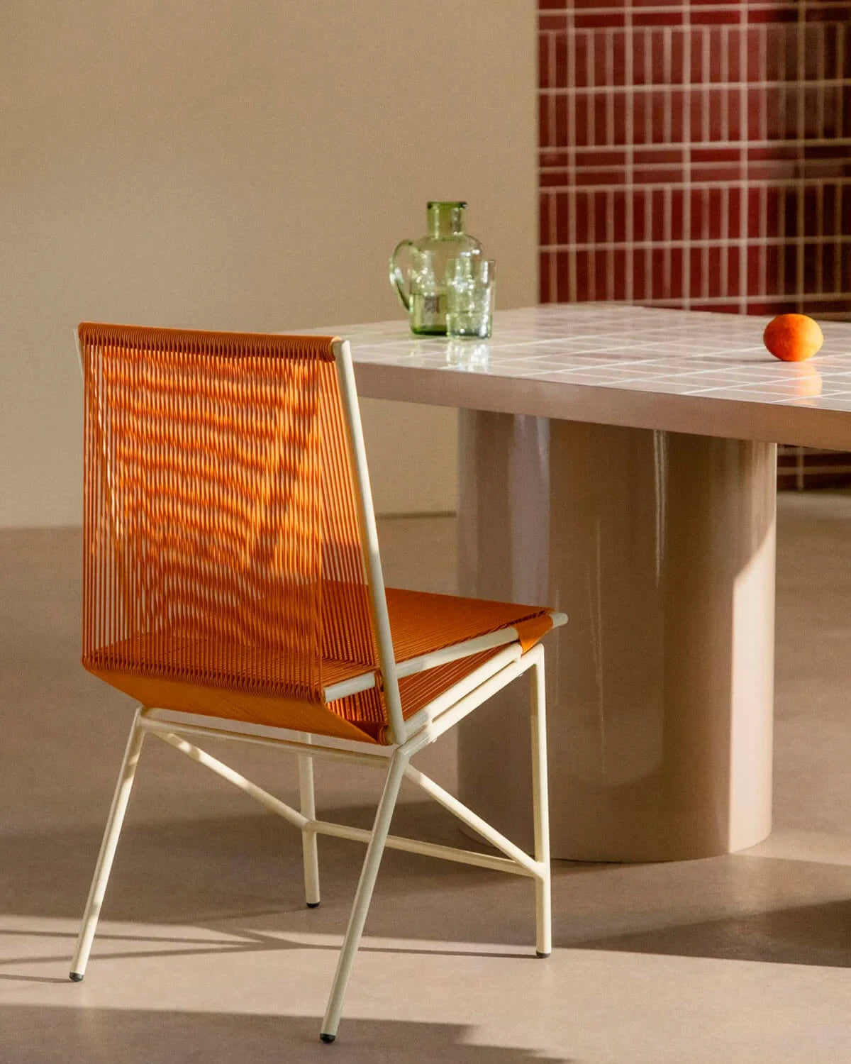Pack 4 Sillas de Comedor Ratán Sintético y Metal (Naranja Terra)