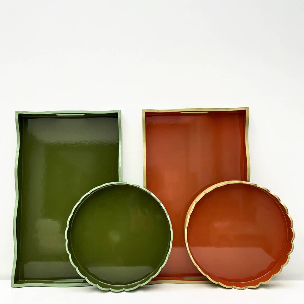 Bandeja rectangular ondulada ocra 52 x 32 x 4 cm