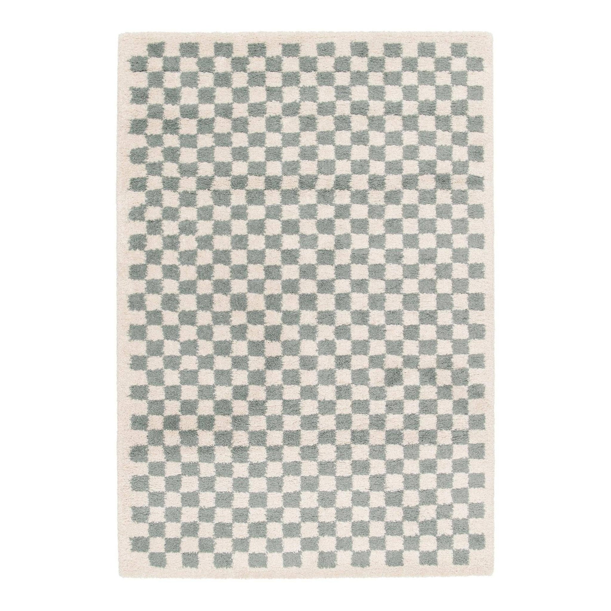 Alfombra de cuadros de pelo largo suave y voluminoso CHECKERS en Tilda Deco