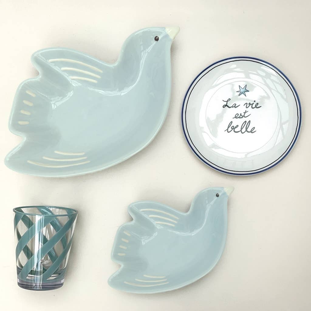 Plato pío pío pájaro azul escarchado mm L21,5 P14,9 H4cm