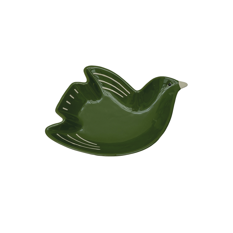 Plato pajarito verde oscuro pm L16,2 P11 H3cm
