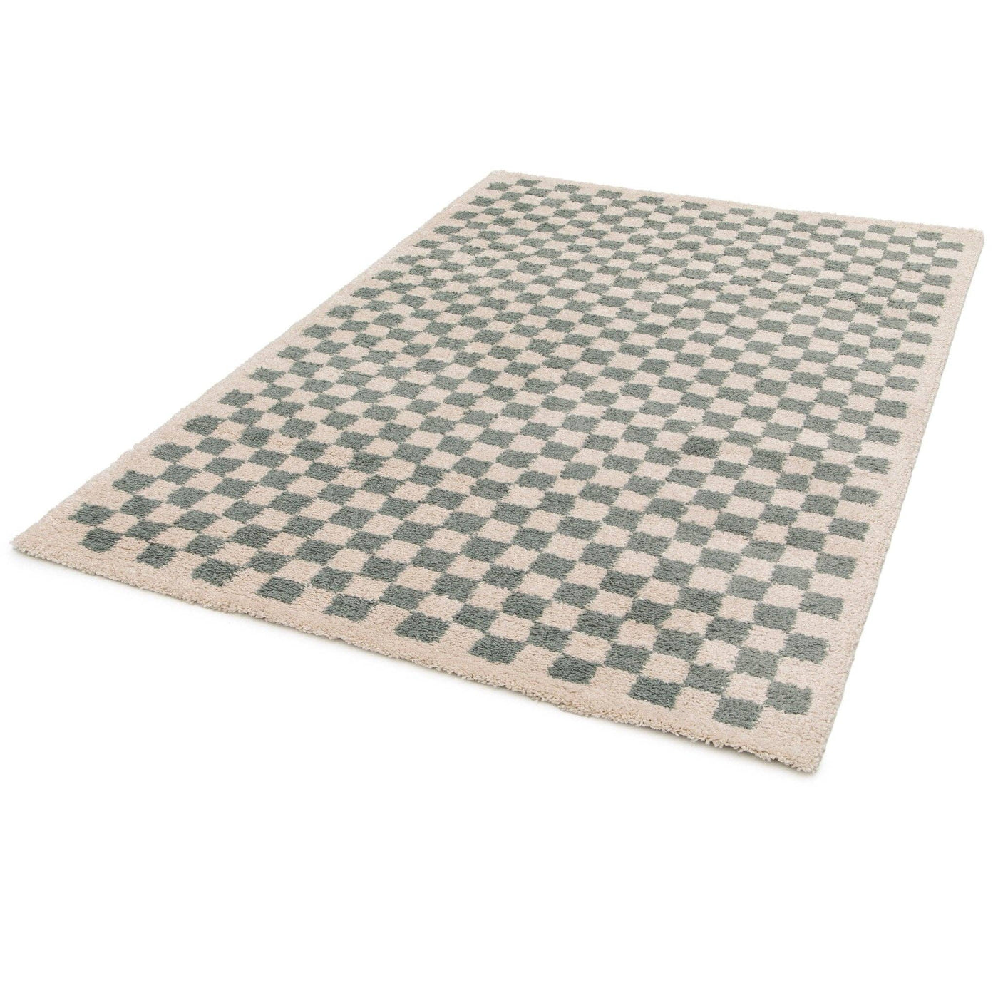 Alfombra de cuadros de pelo largo suave y voluminoso CHECKERS