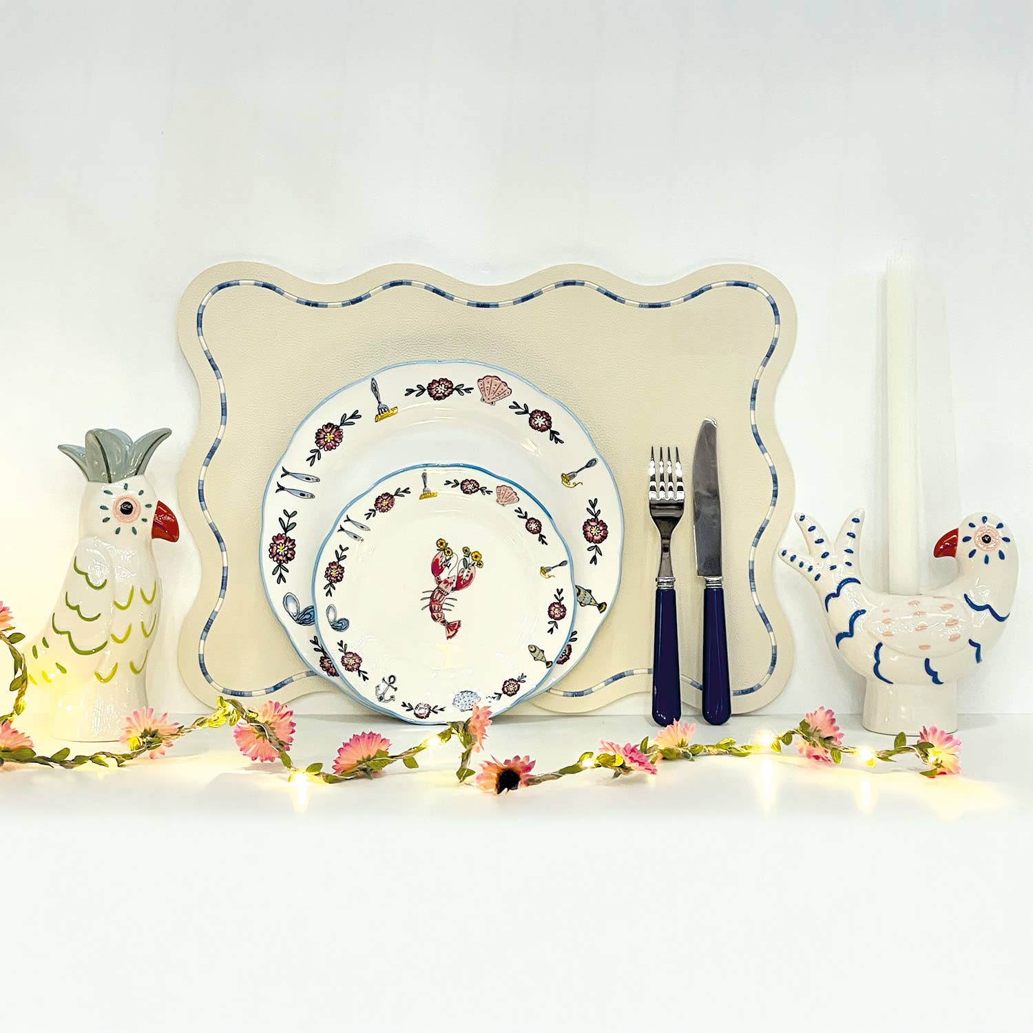 Candelero naíf pájaro azul L17 P8 H15,8cm en Tilda Deco - imagen 2