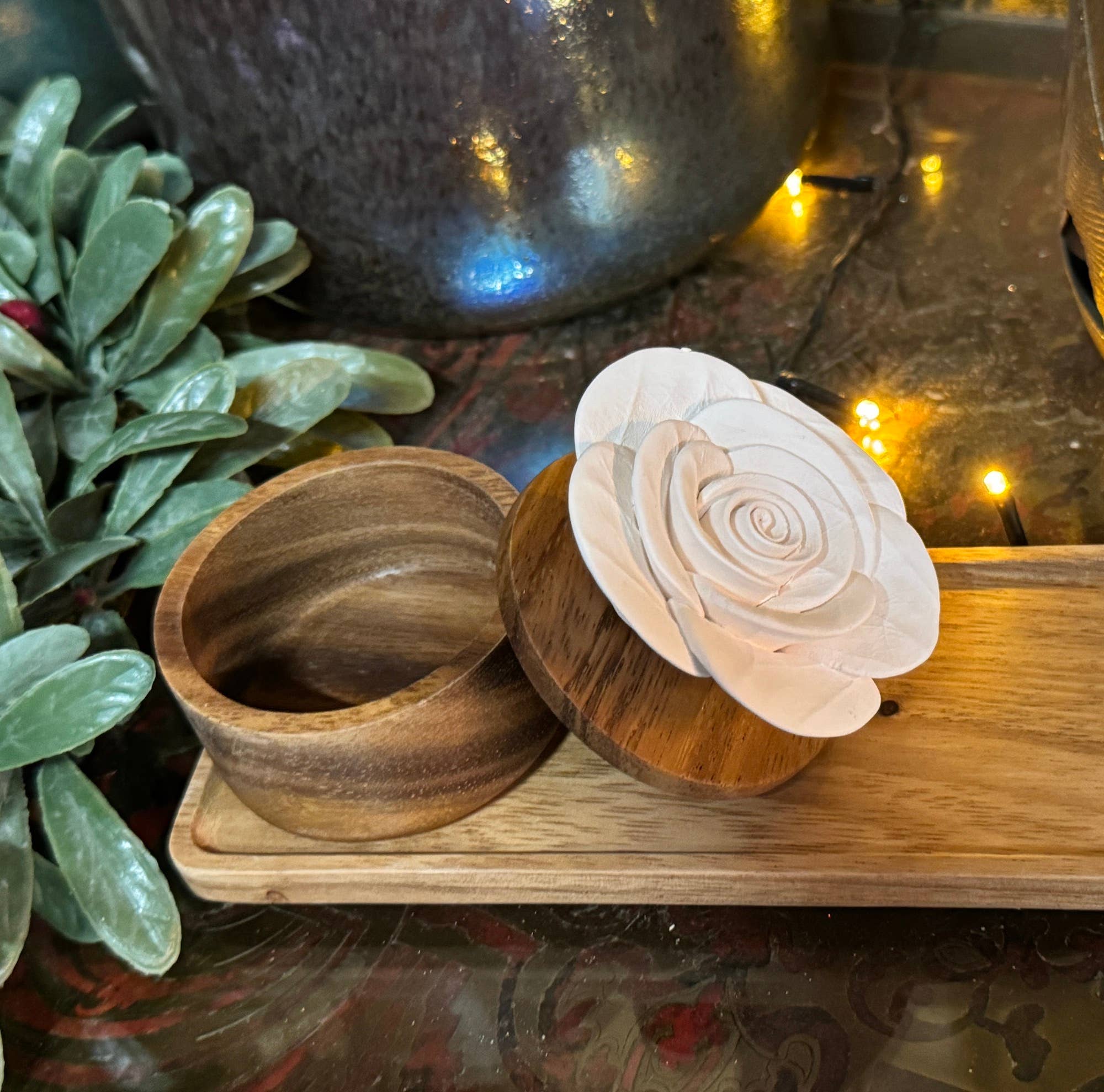 Caja de joyas difusor de perfume, juego de bandeja y caja de madera